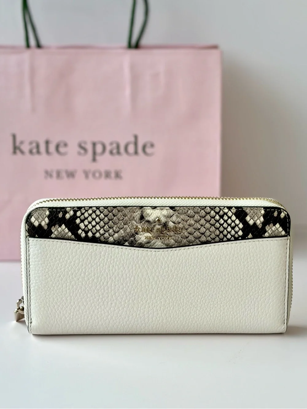 kate spade Leila Leather Continental Wallet with Snake-Print